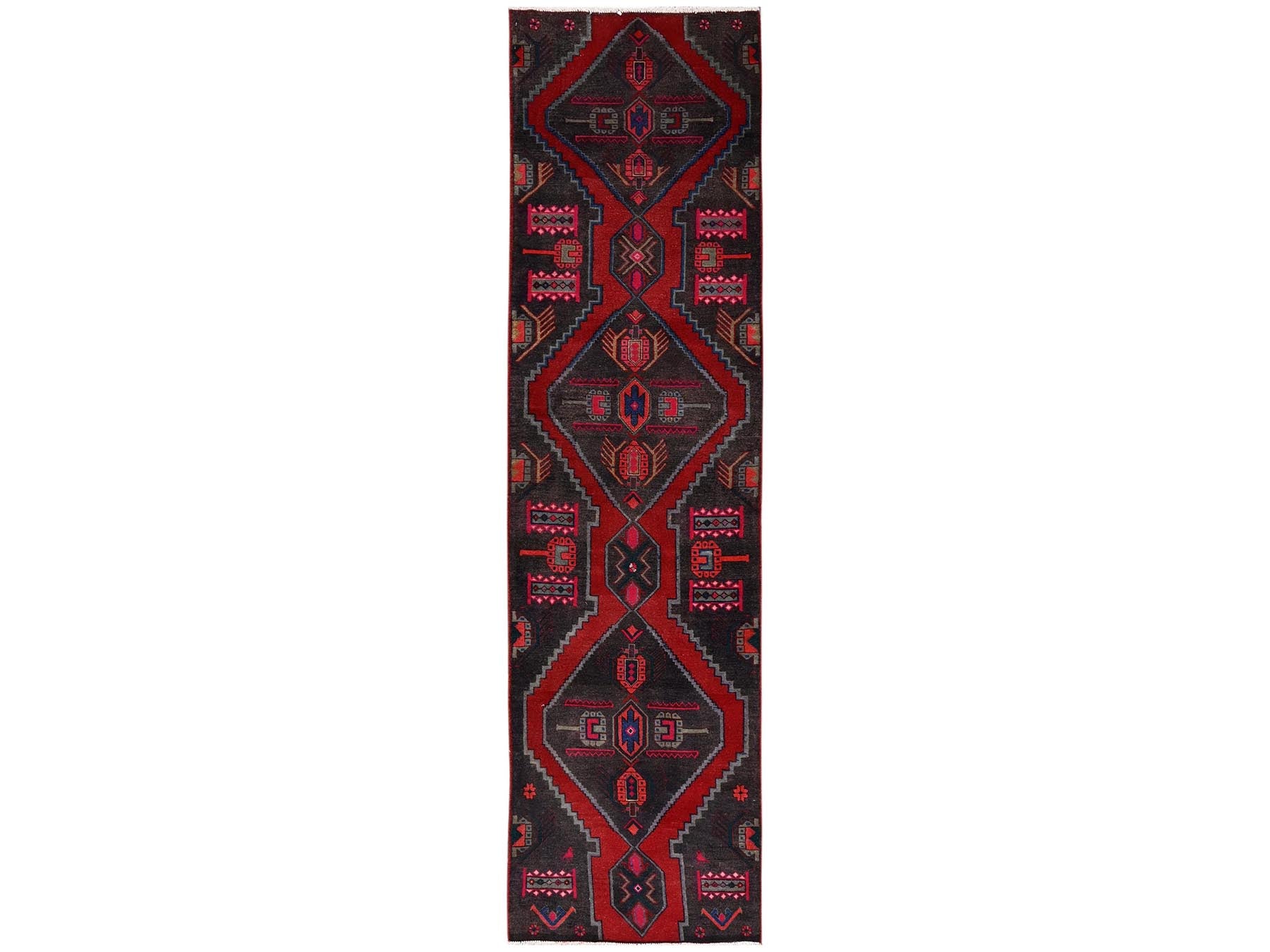 Brown 2'10" x 11'1" Vintage Hand knotted Wool Rug - Sku: O02188