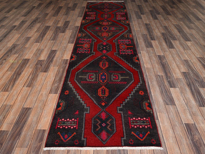 Brown 2'10" x 11'1" Vintage Hand knotted Wool Rug - Sku: O02188