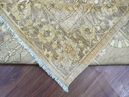 Brown 8'1" x 9'9" Oushak And Peshawar Hand knotted Wool Rug - Sku: O021892