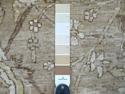 Brown 8'1" x 9'9" Oushak And Peshawar Hand knotted Wool Rug - Sku: O021892