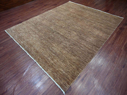 Brown 7'10" x 9'7" Modern and Contemporary Hand knotted Wool Rug - Sku: O021893