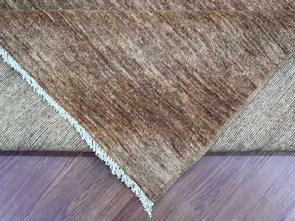Brown 7'10" x 9'7" Modern and Contemporary Hand knotted Wool Rug - Sku: O021893