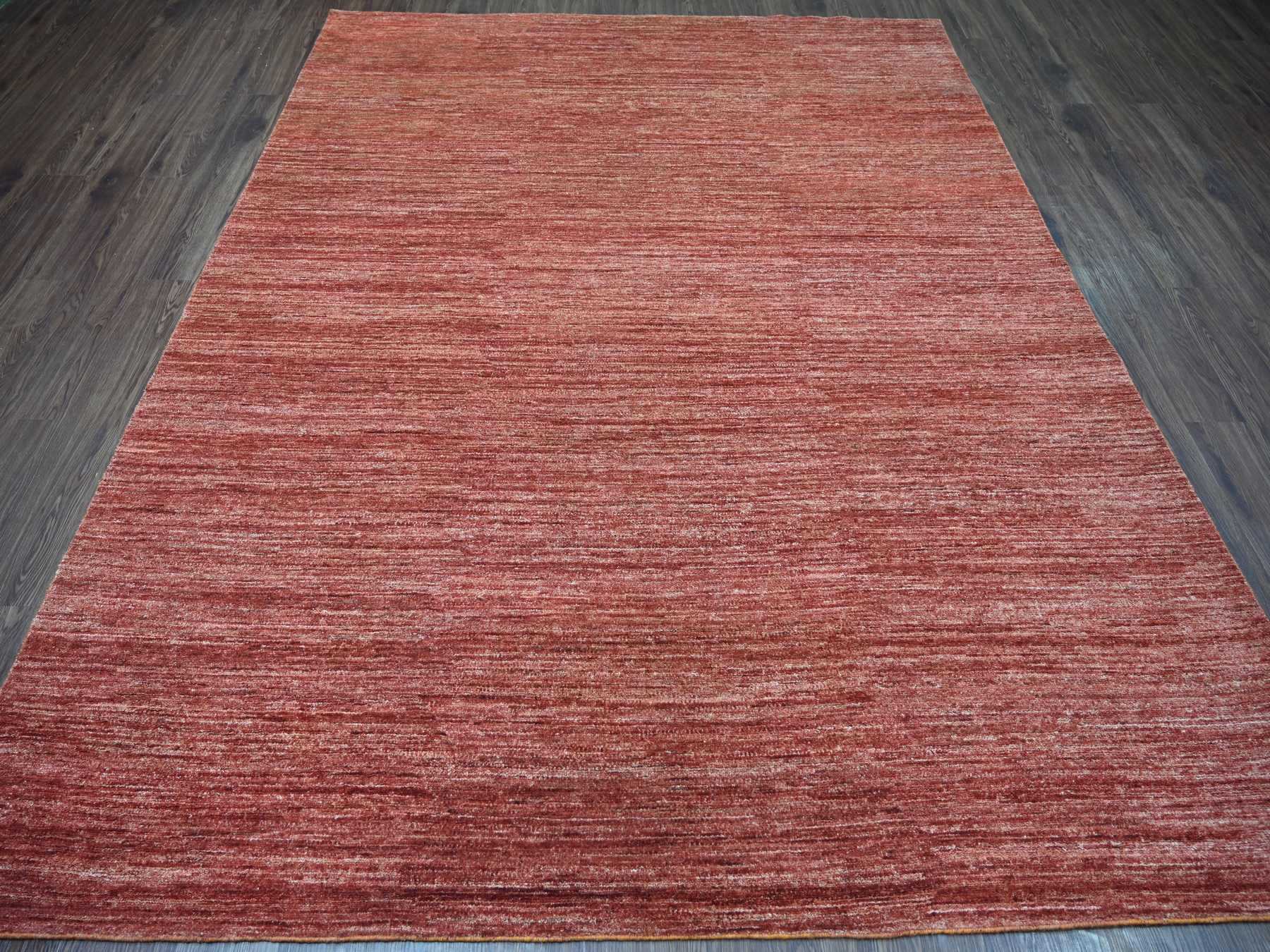 Modern / Contemporary hand-knotted wool rug in Red, 7'8" x 9'8" — SKU O021895 (view 2)