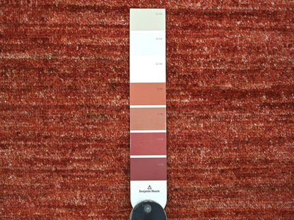 Modern / Contemporary hand-knotted wool rug in Red, 7'8" x 9'8" — SKU O021895 (view 7)