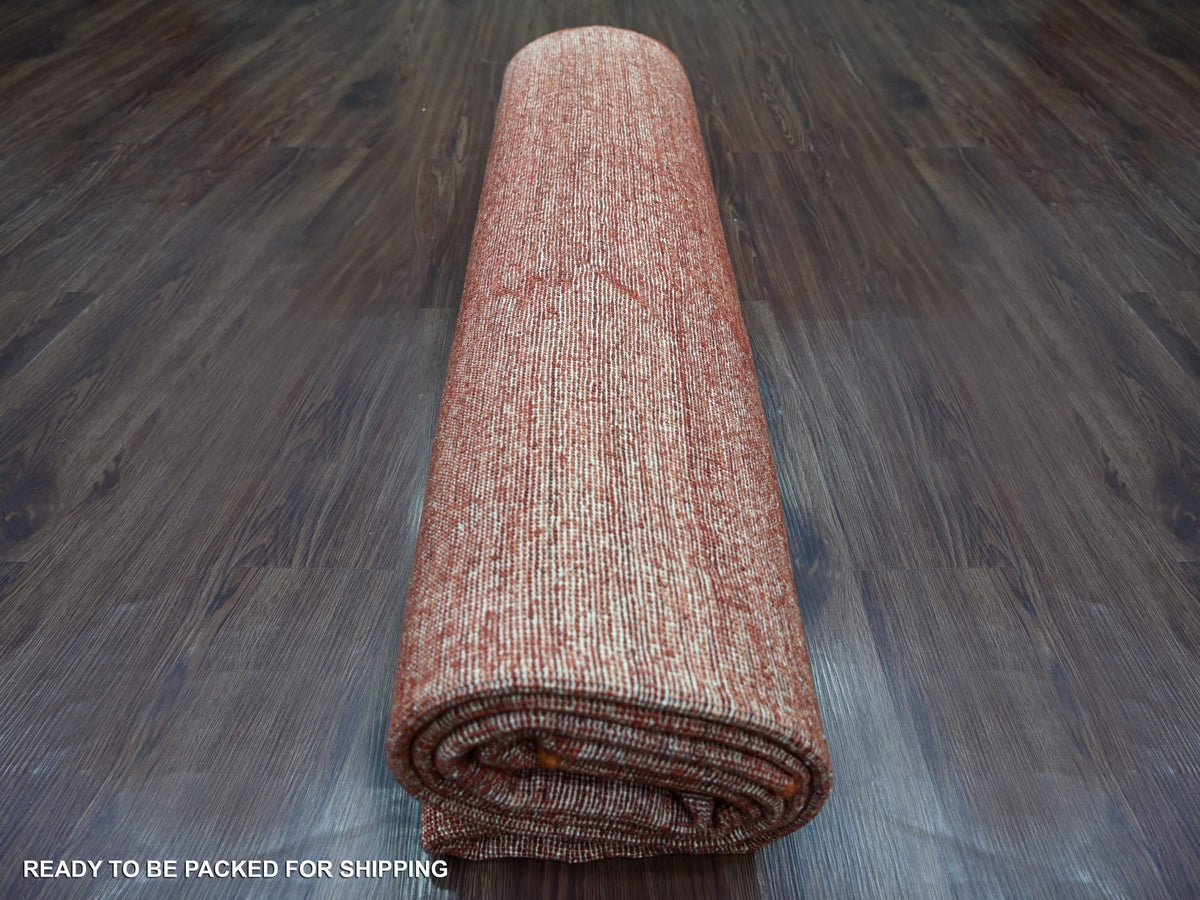 Modern / Contemporary hand-knotted wool rug in Red, 7'8" x 9'8" — SKU O021895 (view 9)
