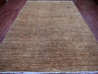 Brown 8'9" x 11'6" Modern and Contemporary Hand knotted Wool Rug - Sku: O021897