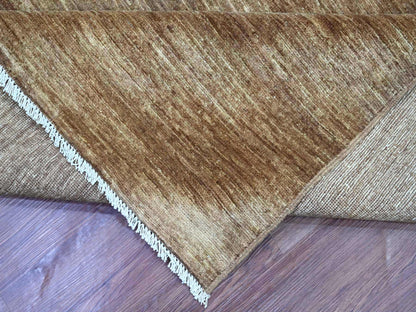 Brown 8'9" x 11'6" Modern and Contemporary Hand knotted Wool Rug - Sku: O021897