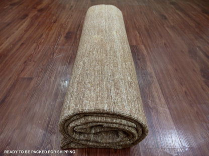 Brown 8'9" x 11'6" Modern and Contemporary Hand knotted Wool Rug - Sku: O021897