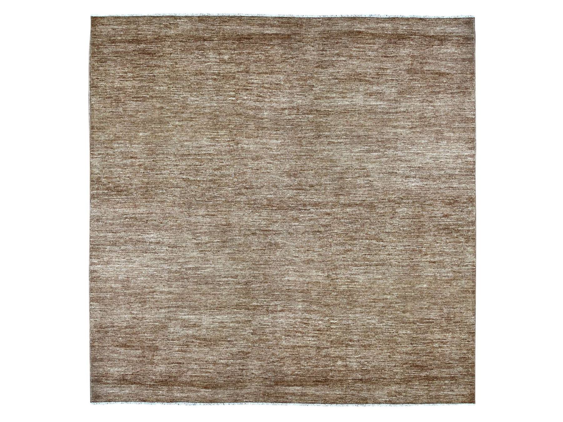 Brown 8'2" x 8'5" Modern and Contemporary Hand knotted Wool Rug - Sku: O021898
