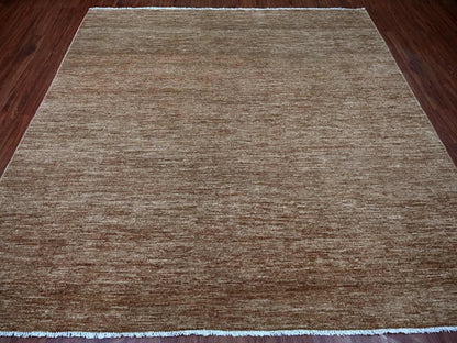 Brown 8'2" x 8'5" Modern and Contemporary Hand knotted Wool Rug - Sku: O021898