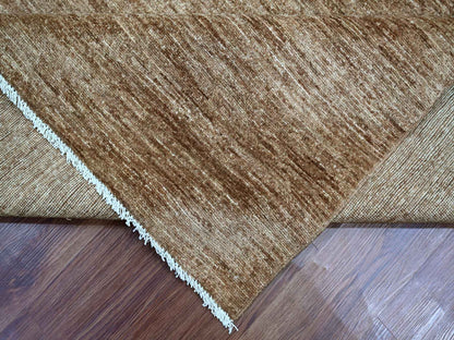 Brown 8'2" x 8'5" Modern and Contemporary Hand knotted Wool Rug - Sku: O021898