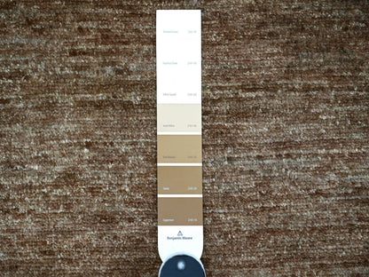 Brown 8'2" x 8'5" Modern and Contemporary Hand knotted Wool Rug - Sku: O021898
