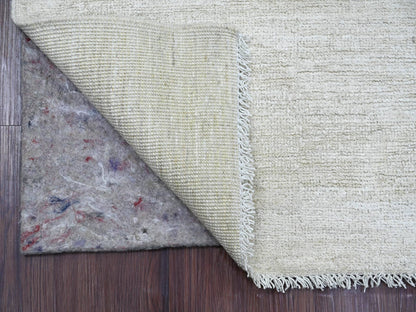 Ivory 2'6" x 11'6" Modern and Contemporary Hand knotted Wool Rug - Sku: O021899