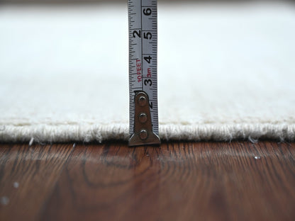 Ivory 2'6" x 11'6" Modern and Contemporary Hand knotted Wool Rug - Sku: O021899