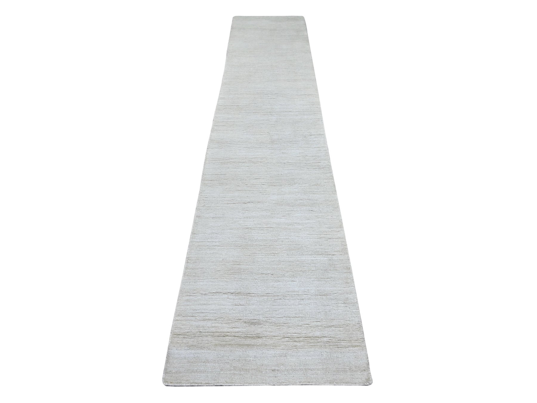 Ivory 2'4" x 11'7" Modern and Contemporary Hand knotted Wool Rug - Sku: O021901