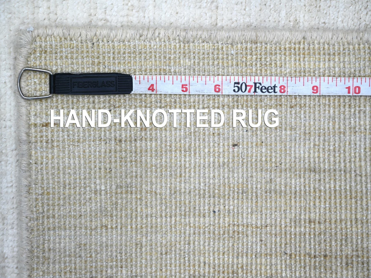 Modern / Contemporary hand-knotted wool runner in Ivory, 2'4" x 11'7" — SKU O021901 (view 6)