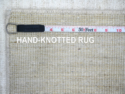 Modern / Contemporary hand-knotted wool runner in Ivory, 2'4" x 11'7" — SKU O021901 (view 6)