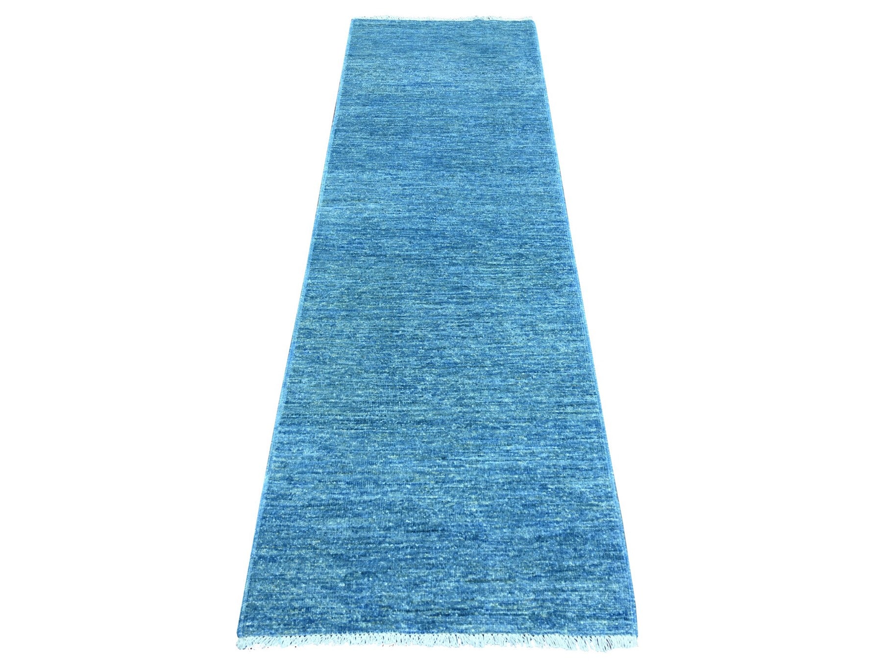 Blue 2'5" x 7'9" Modern and Contemporary Hand knotted Wool Rug - Sku: O021902