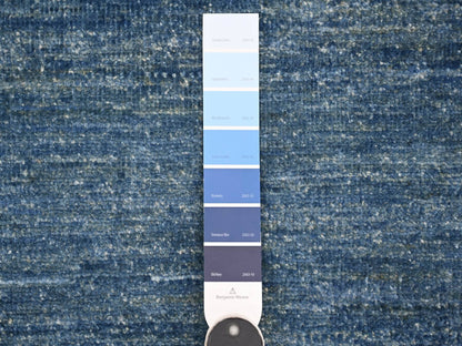Blue 2'5" x 7'9" Modern and Contemporary Hand knotted Wool Rug - Sku: O021902