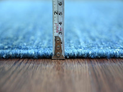 Modern / Contemporary hand-knotted wool runner in Blue, 2'5" x 7'9" — SKU O021902 (view 5)