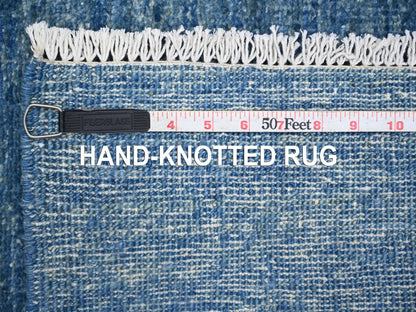 Blue 2'5" x 7'9" Modern and Contemporary Hand knotted Wool Rug - Sku: O021902