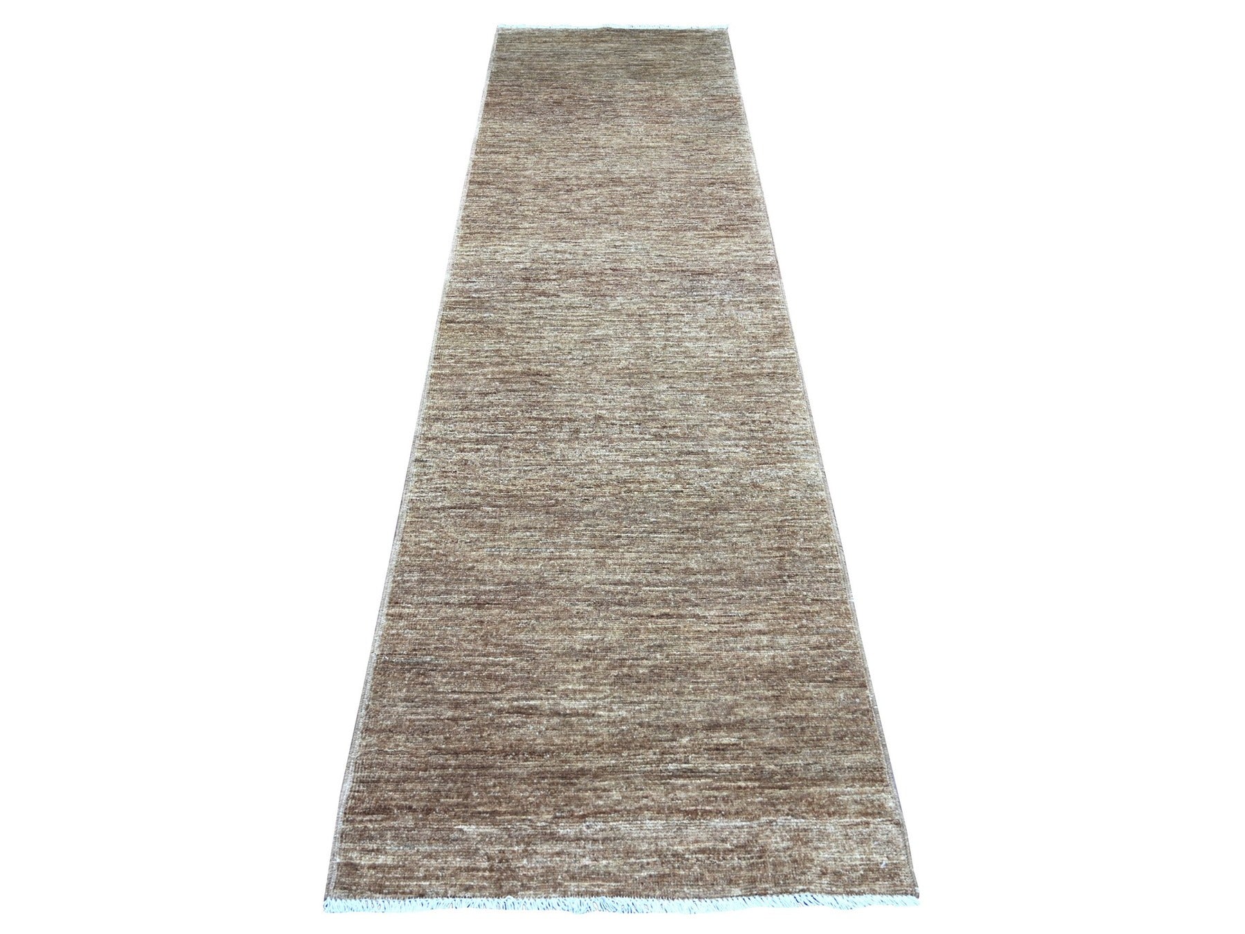 Brown 2'9" x 9'7" Modern and Contemporary Hand knotted Wool Rug - Sku: O021903
