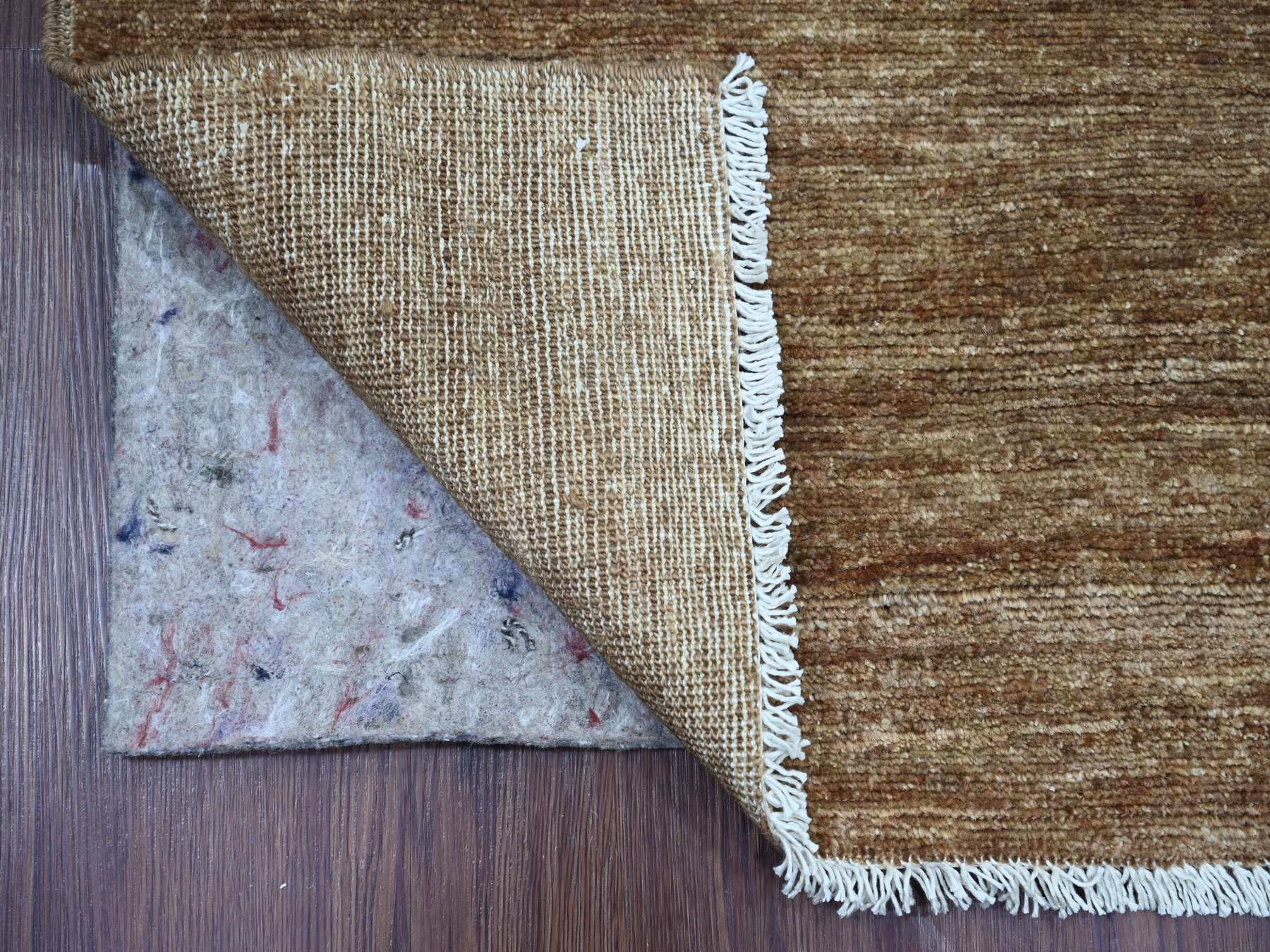 Brown 2'9" x 9'7" Modern and Contemporary Hand knotted Wool Rug - Sku: O021903