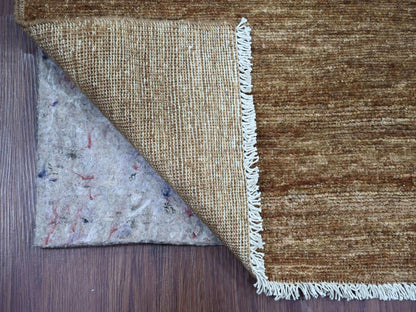 Brown 2'9" x 9'7" Modern and Contemporary Hand knotted Wool Rug - Sku: O021903