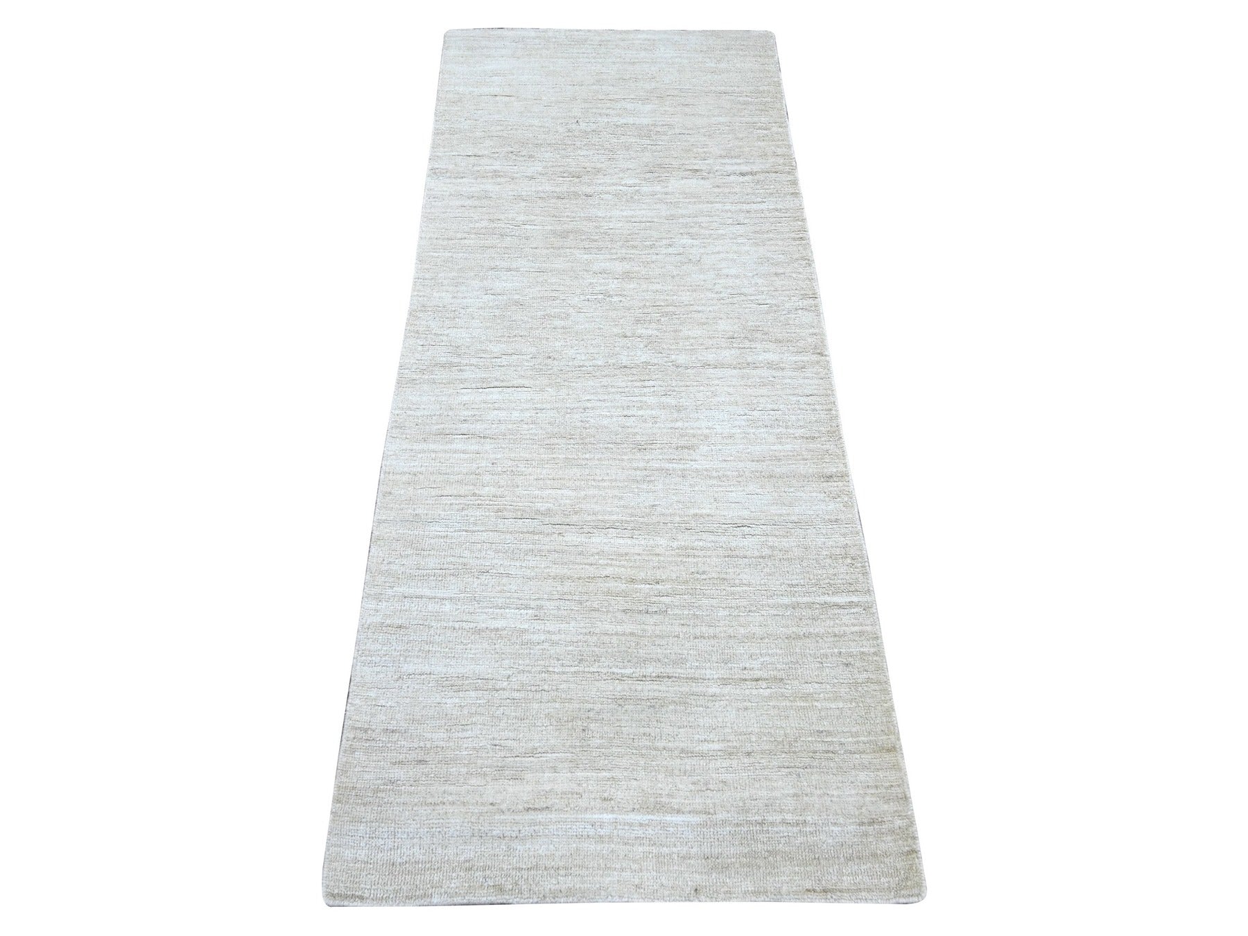 Modern / Contemporary hand-knotted wool runner in Ivory, 2'5" x 5'10" — SKU O021904