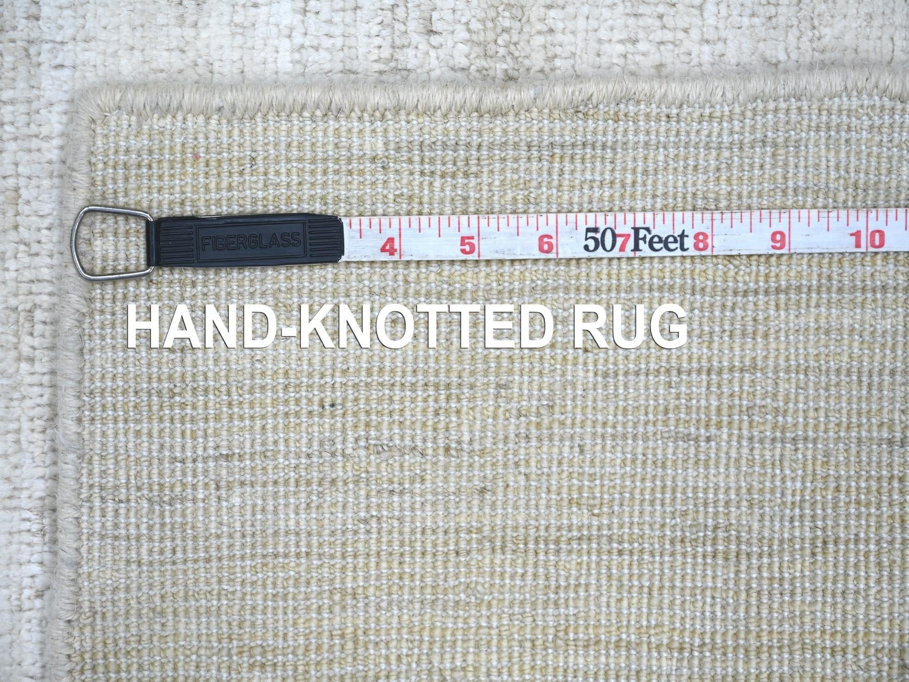 Modern / Contemporary hand-knotted wool runner in Ivory, 2'5" x 5'10" — SKU O021904 (view 6)