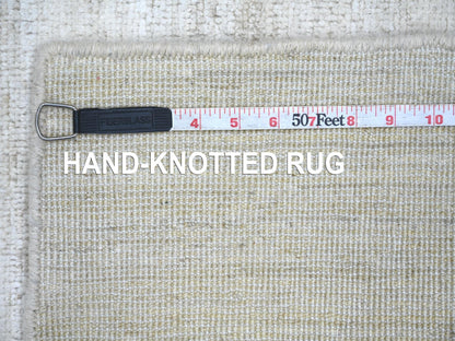 Modern / Contemporary hand-knotted wool runner in Ivory, 2'5" x 5'10" — SKU O021904 (view 6)