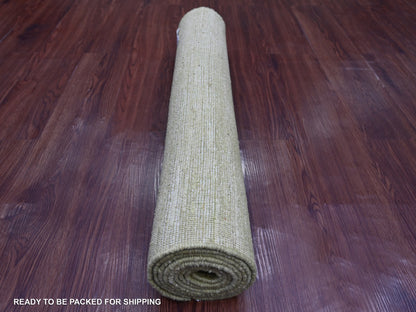 Green 2'9" x 7'11" Modern and Contemporary Hand knotted Wool Rug - Sku: O021905