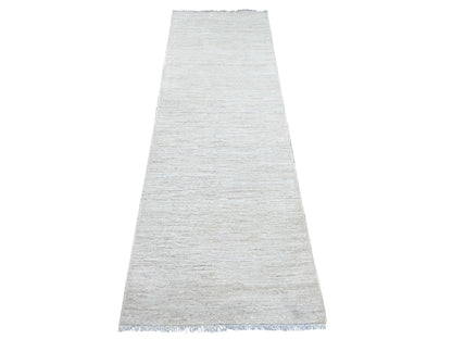 Modern / Contemporary hand-knotted wool runner in Ivory, 2'6" x 7'6" — SKU O021906
