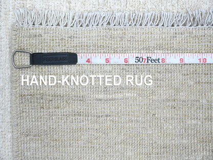 Modern / Contemporary hand-knotted wool runner in Ivory, 2'6" x 7'6" — SKU O021906 (view 6)
