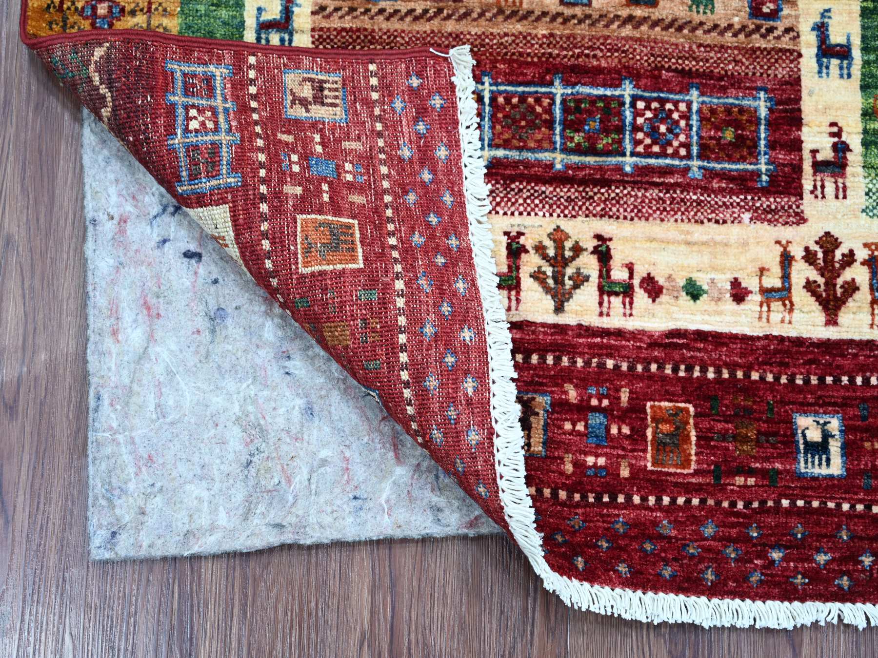 Gabbeh Tribal & Geometric hand-knotted wool rug in Red, 2'9" x 4' — SKU O021912 (view 2)