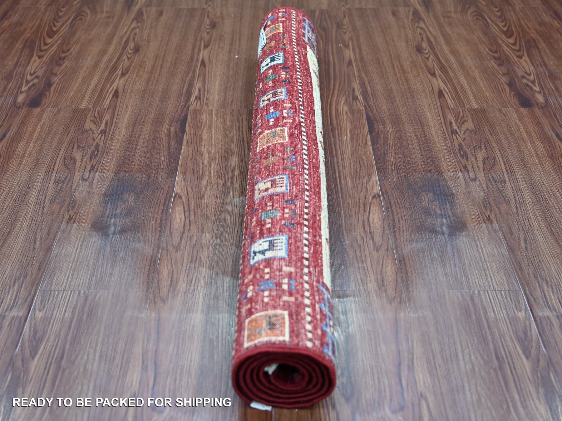 Gabbeh Tribal & Geometric hand-knotted wool rug in Red, 2'9" x 4' — SKU O021912 (view 4)