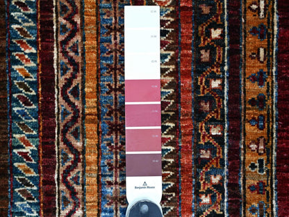 Kazak Tribal & Geometric hand-knotted wool runner in Red & Blue, 2'4" x 6'1" — SKU O021915 (view 3)