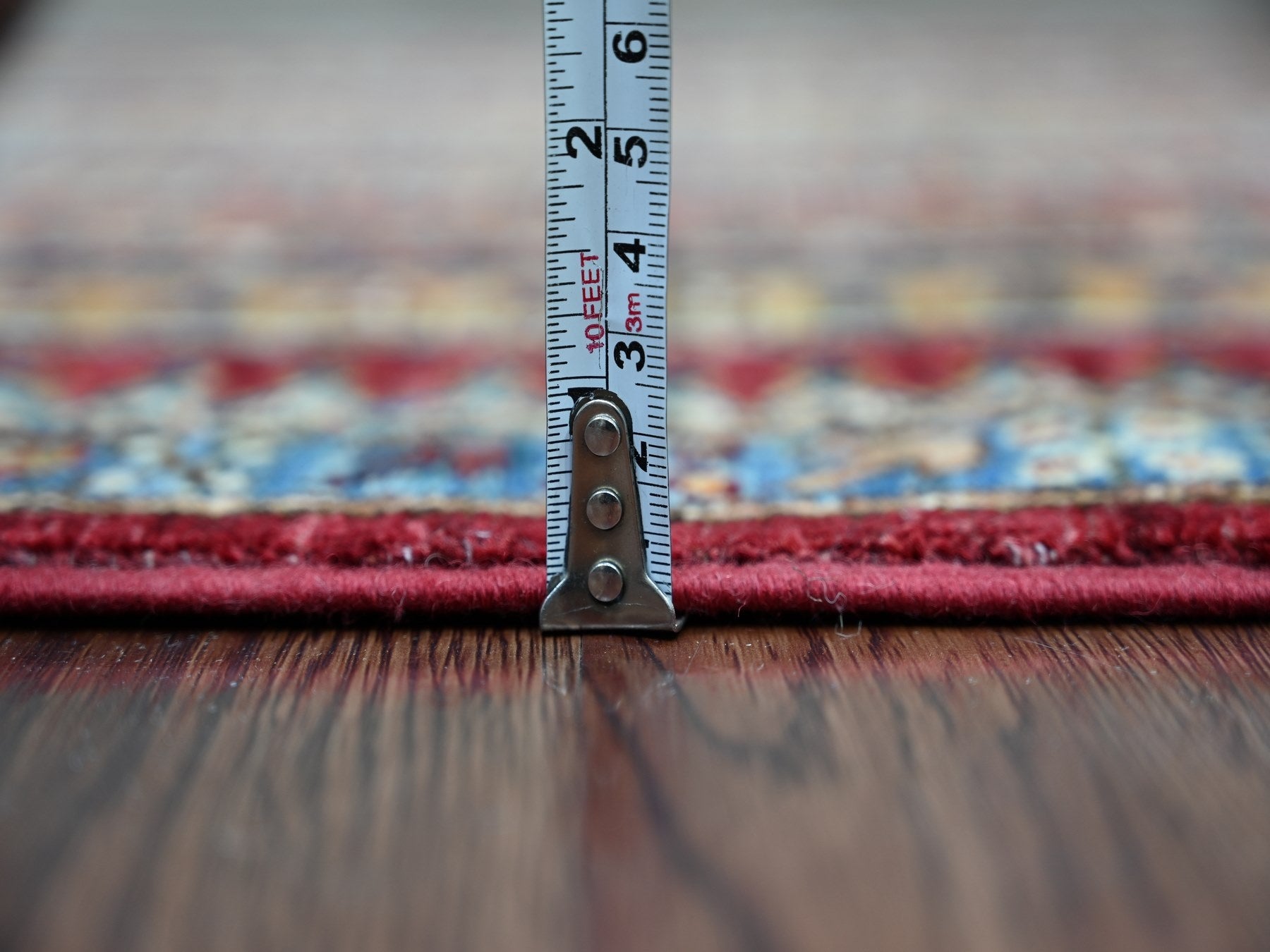 Kazak Tribal & Geometric hand-knotted wool runner in Red & Blue, 2'4" x 6'1" — SKU O021915 (view 5)