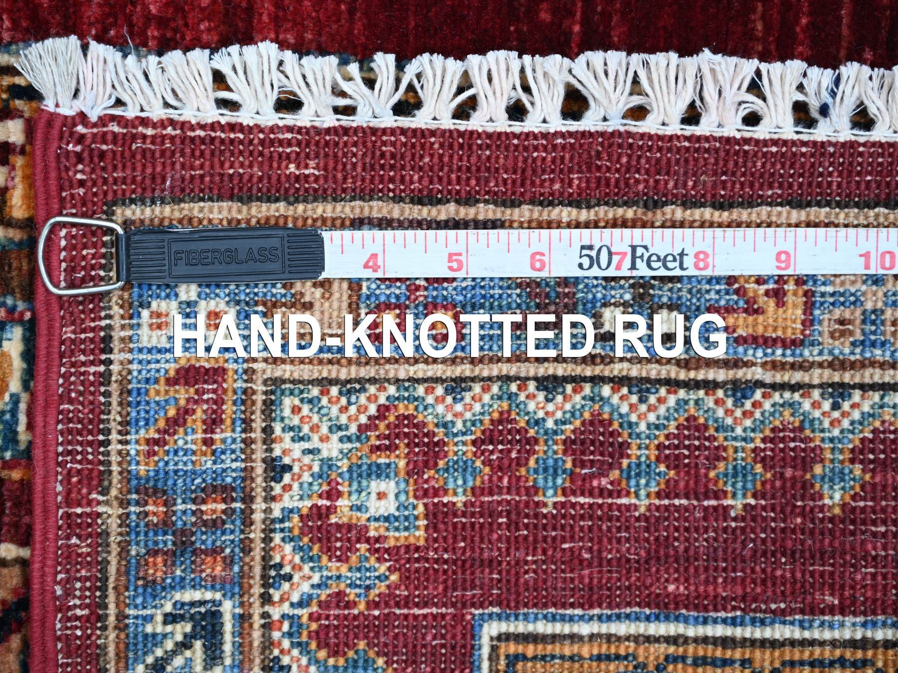 Kazak Tribal & Geometric hand-knotted wool runner in Red & Blue, 2'4" x 6'1" — SKU O021915 (view 6)