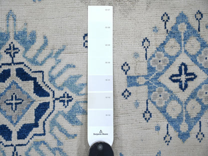 Kazak Kazak hand-knotted wool rug in Ivory & Blue, 4'10" x 6'7" — SKU O021918 (view 3)