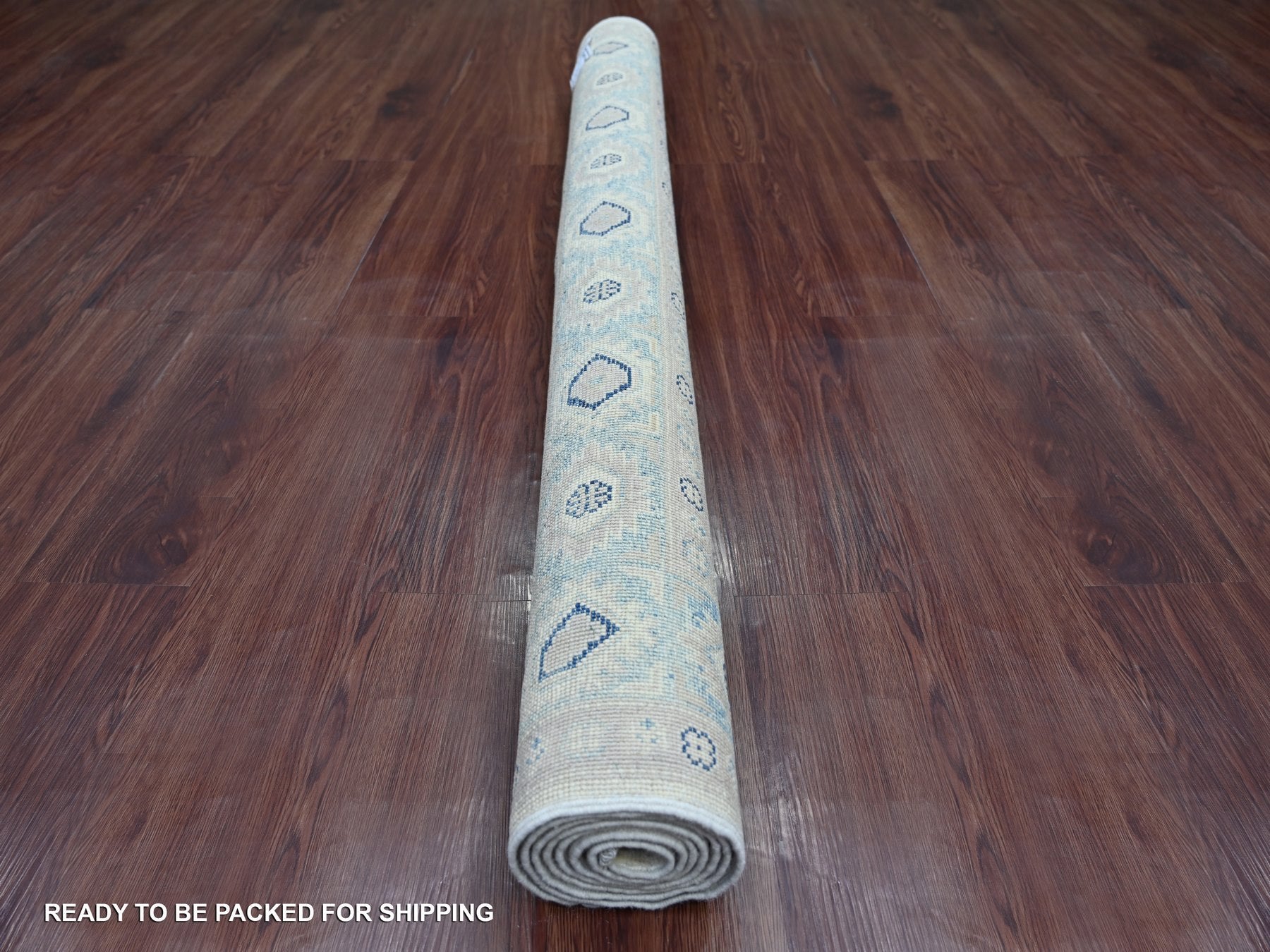 Kazak Kazak hand-knotted wool rug in Ivory & Blue, 4'10" x 6'7" — SKU O021918 (view 4)