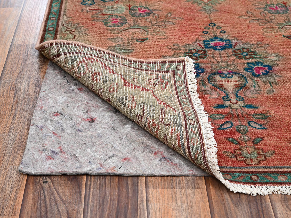 Vintage hand-knotted wool runner in Orange & Blue, 2'9" x 8'10" — SKU O02191 (view 3)