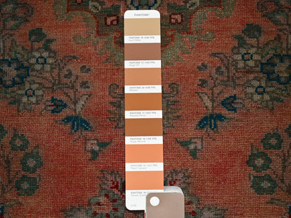 Vintage hand-knotted wool runner in Orange & Blue, 2'9" x 8'10" — SKU O02191 (view 4)