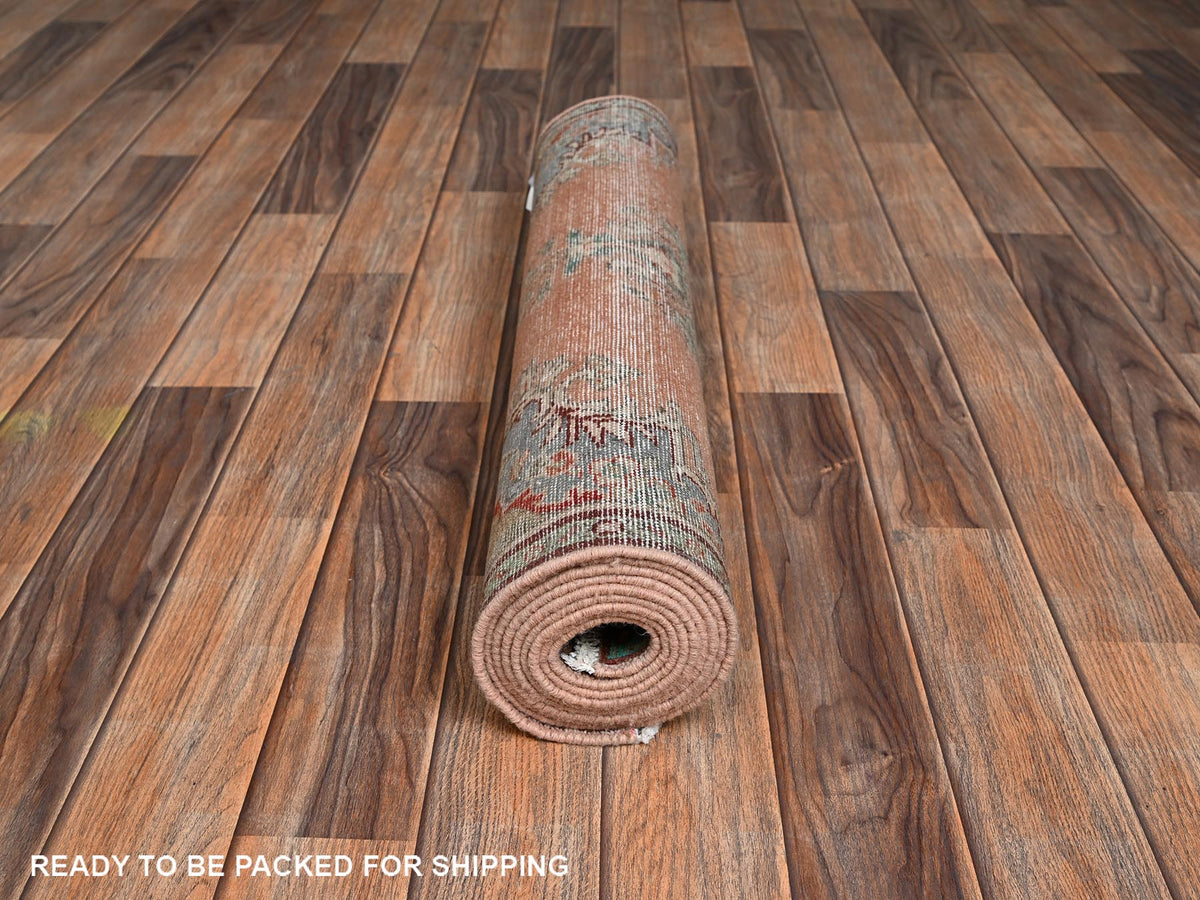 Vintage hand-knotted wool runner in Orange & Blue, 2'9" x 8'10" — SKU O02191 (view 5)