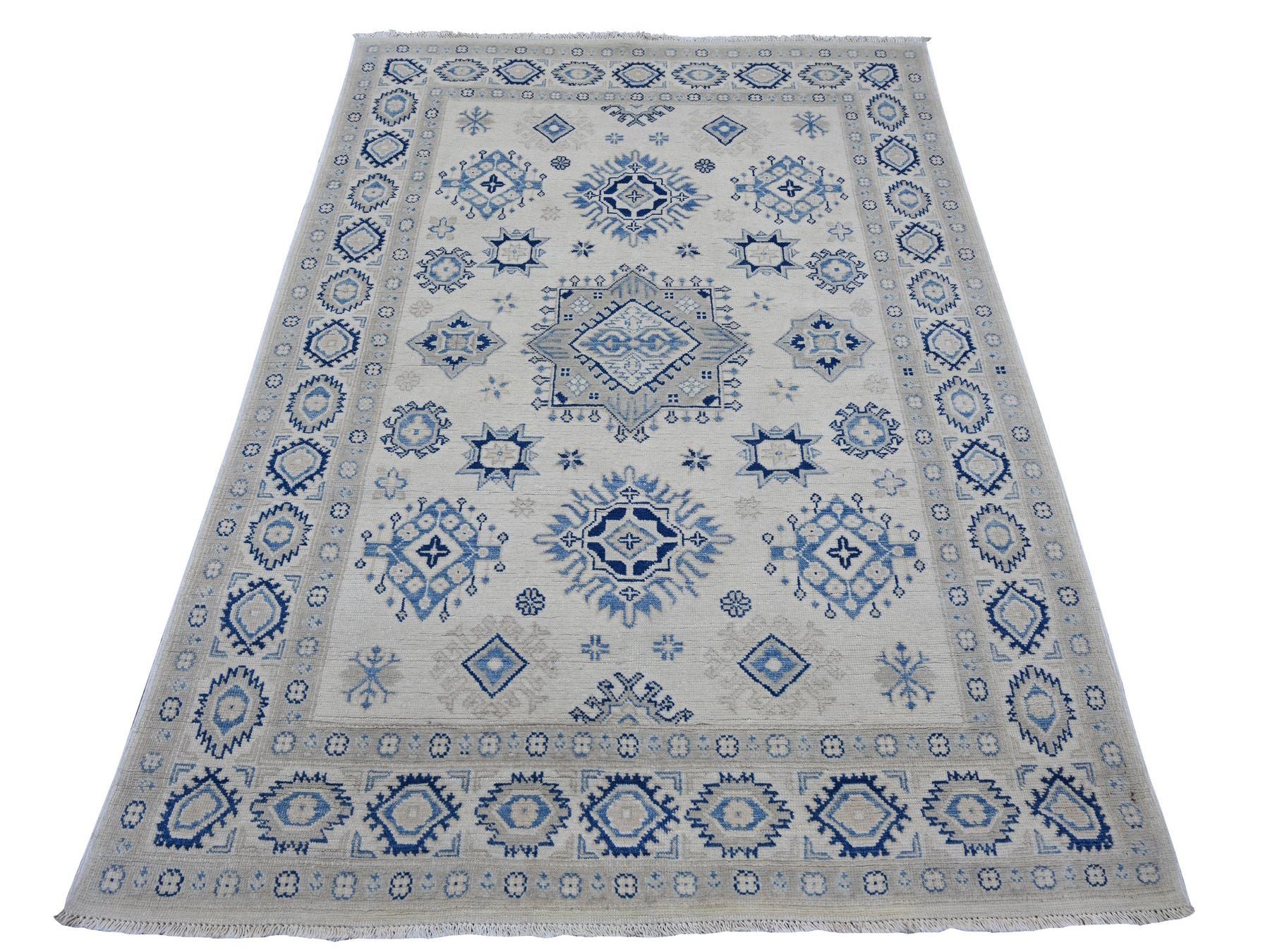 Kazak Kazak hand-knotted wool rug in Ivory, 4'7" x 6'5" — SKU O021920