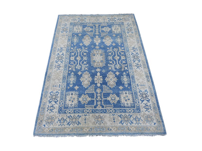 Blue 4'1" x 5'10" Kazak Hand knotted Wool Rug - Sku: O021924