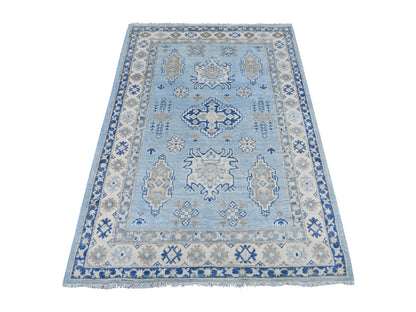 Blue 4'1" x 5'11" Kazak Hand knotted Wool Rug - Sku: O021926