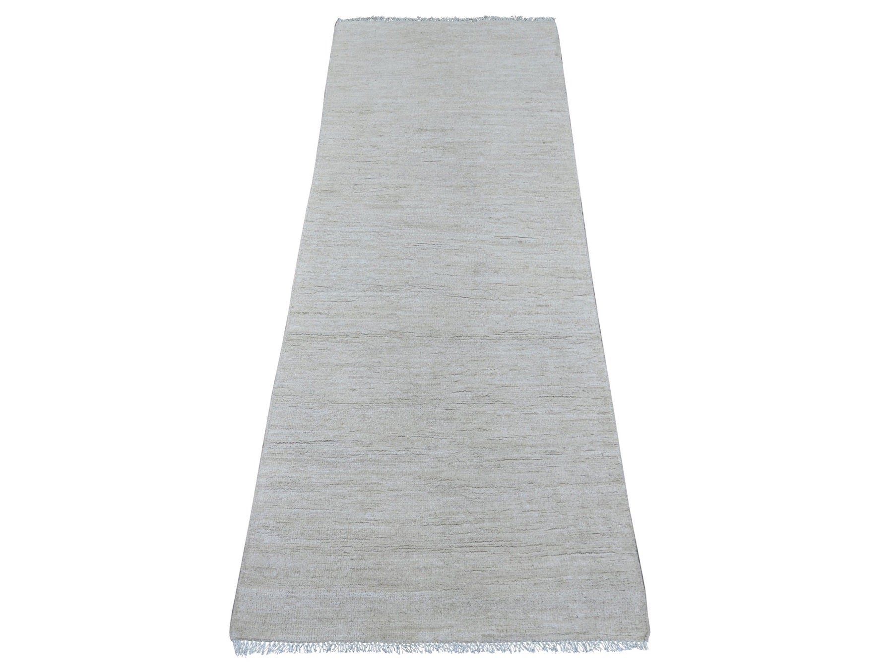 Modern / Contemporary hand-knotted wool runner in Ivory, 2'4" x 6' — SKU O021931