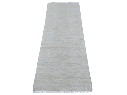 Modern / Contemporary hand-knotted wool runner in Ivory, 2'4" x 6' — SKU O021931