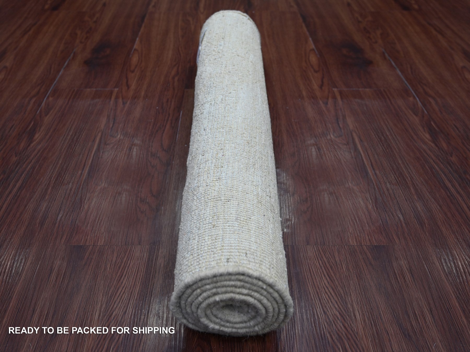 Modern / Contemporary hand-knotted wool runner in Ivory, 2'4" x 6' — SKU O021931 (view 4)